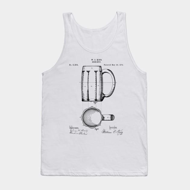 Beer Mug Patent - Craft Beer Art - Black And White Tank Top by patentpress